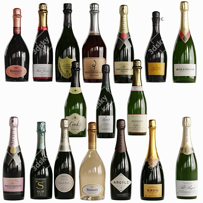  Party Essentials Bundle: Champagne & Liqueurs 3D model image 5