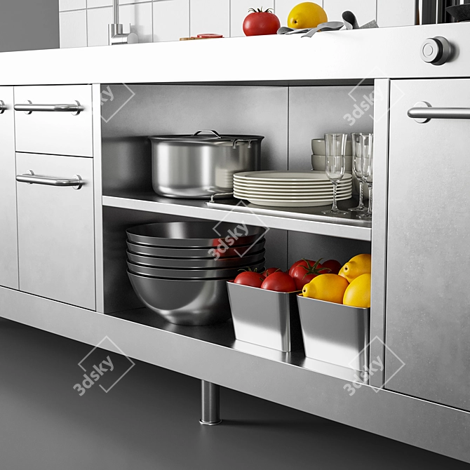 Sleek Restaurant Kitchen 3D Model 3D model image 4