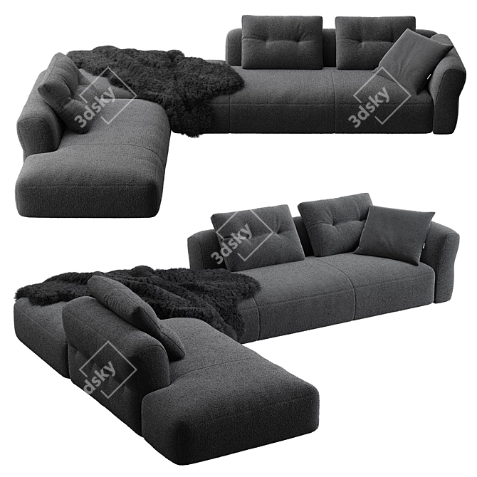Modern Corner Sofa Design 3D model image 1