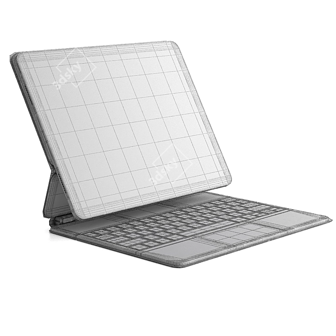 Sleek White iPad Pro Keyboard 3D model image 6