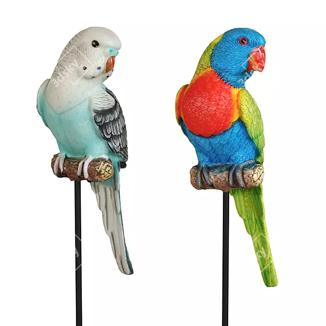 Colorful Parrot Figurine Set 3D model image 2