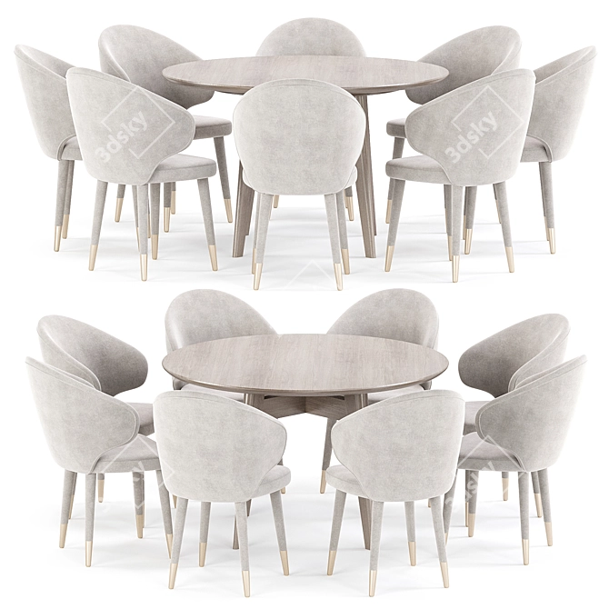 Modern Dining Set Collection Bundle 3D model image 3