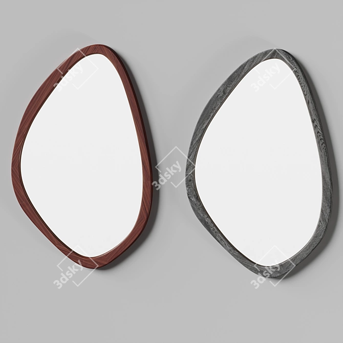 Mid Century Walnut Wall Mirror 3D model image 4