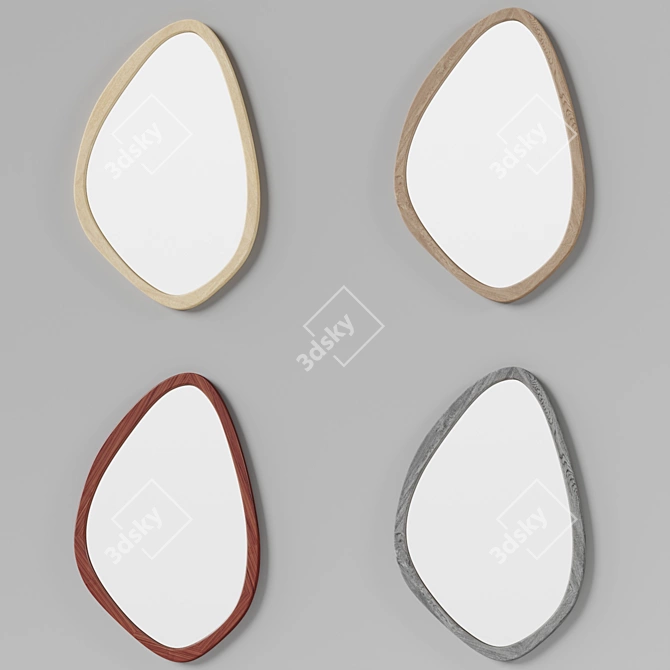 Mid Century Walnut Wall Mirror 3D model image 5