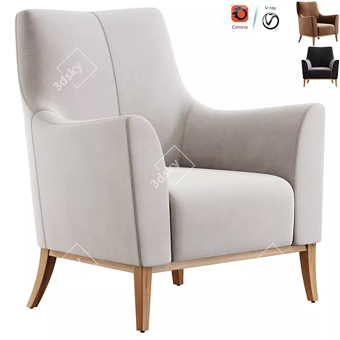 Contemporary Polo Plus Armchair in 3D 3D model image 1