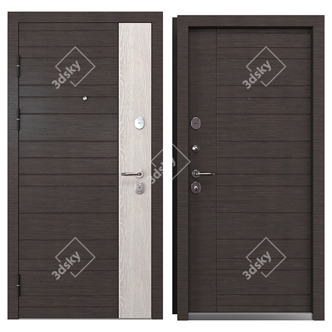 Modern Metal Entry Door Set 3D model image 3