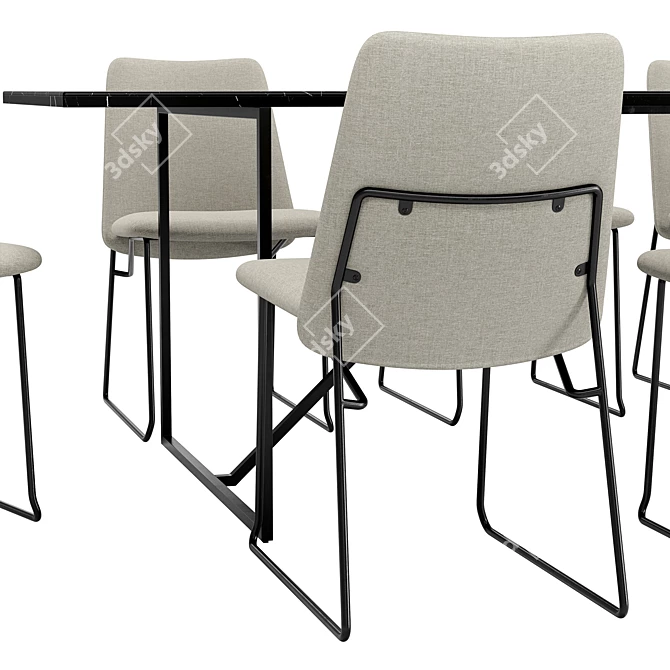 Modern Dining Chair and Table 3D model image 5
