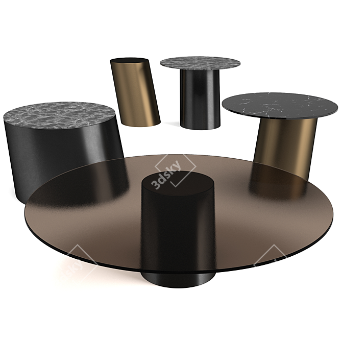 Contemporary Pisa Coffee Tables Set 3D model image 1