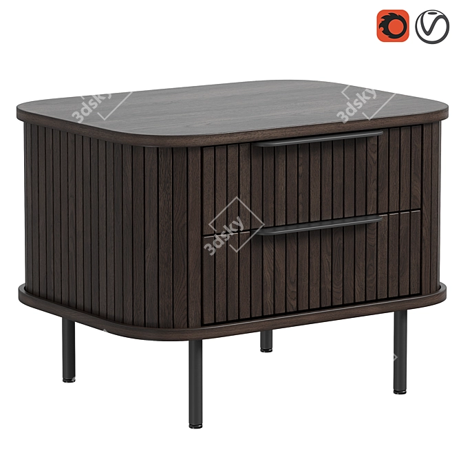 Modern Oak Bedside Table Glide 3D model image 7