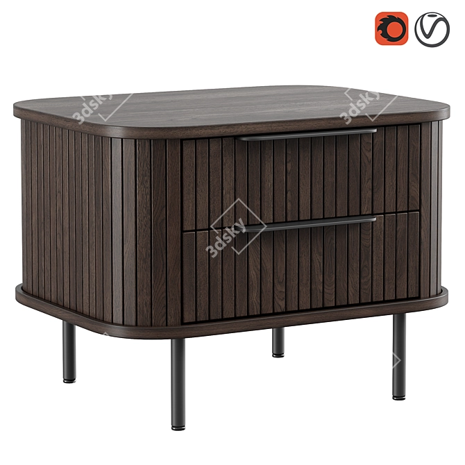 Modern Oak Bedside Table Glide 3D model image 13