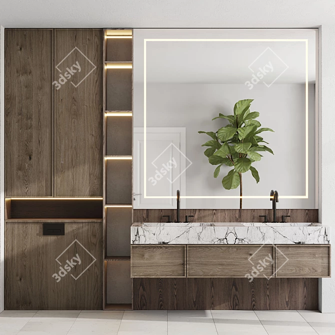 Modern Bathroom Furniture Set 29 3D model image 1