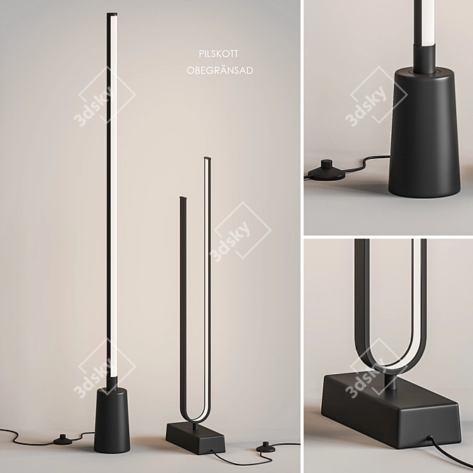 Smart LED Black Floor Lamps 3D model image 1