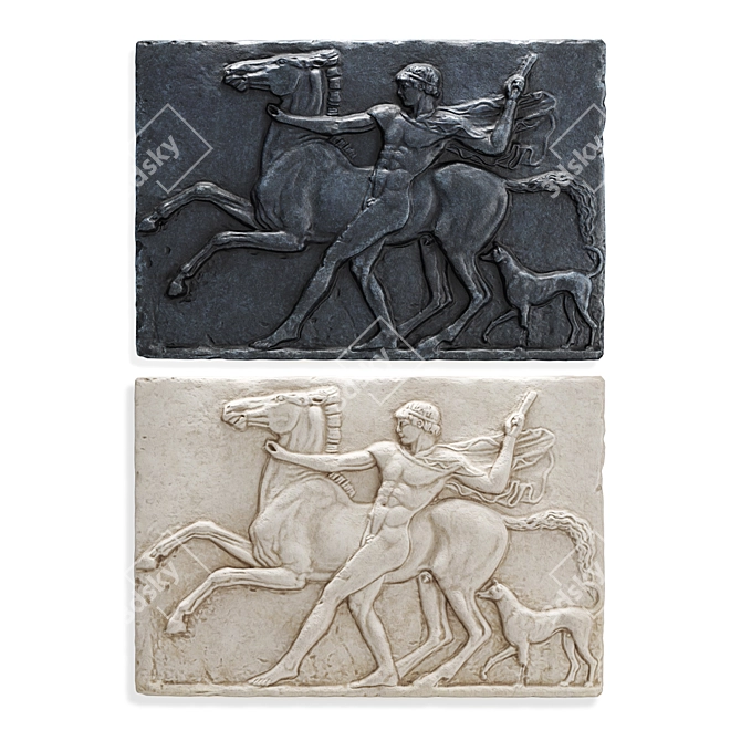 Greek Horse Relief Wall Decor 3D model image 1