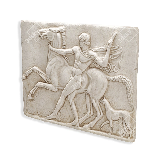 Greek Horse Relief Wall Decor 3D model image 2