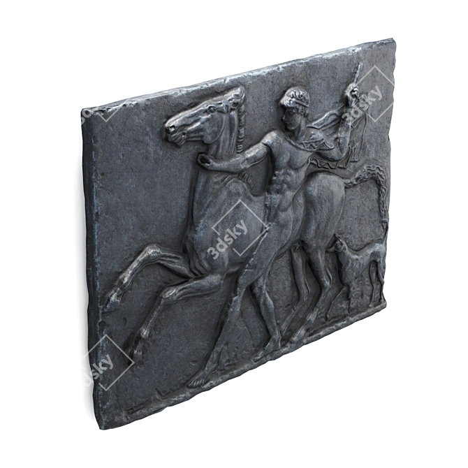 Greek Horse Relief Wall Decor 3D model image 3