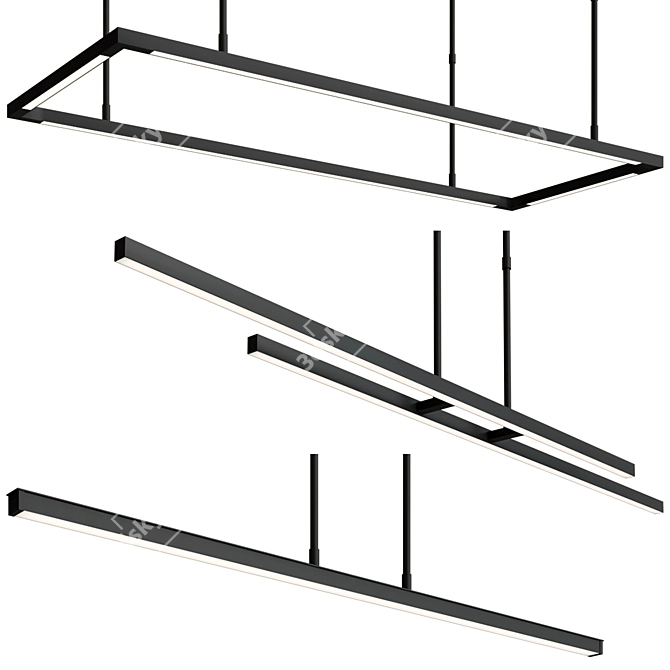  Sleek Stagger Linear Pendant 3D model image 1