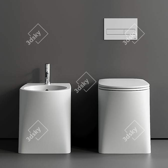 Modern DP Ceramic Toilet Bidet 3D model image 3