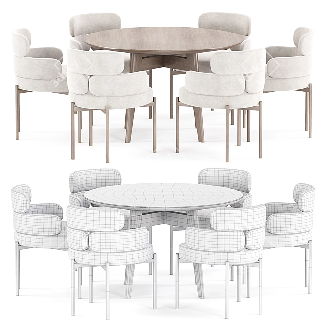 Modern Dining Set Ensemble Synergy 3D model image 4