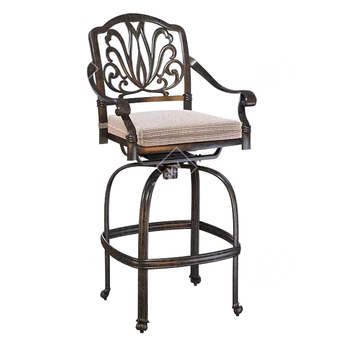 Classic Bar Stool with Cushion 3D model image 1