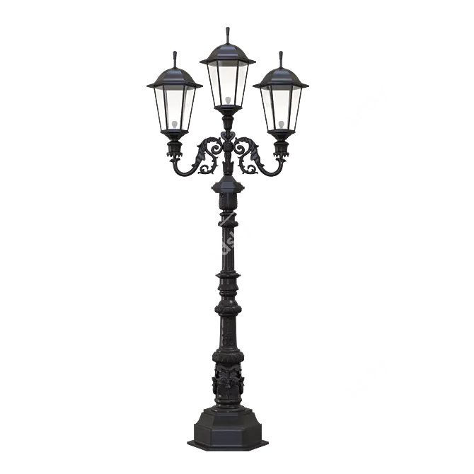 Three-Horn Park Lamp 3D model image 1