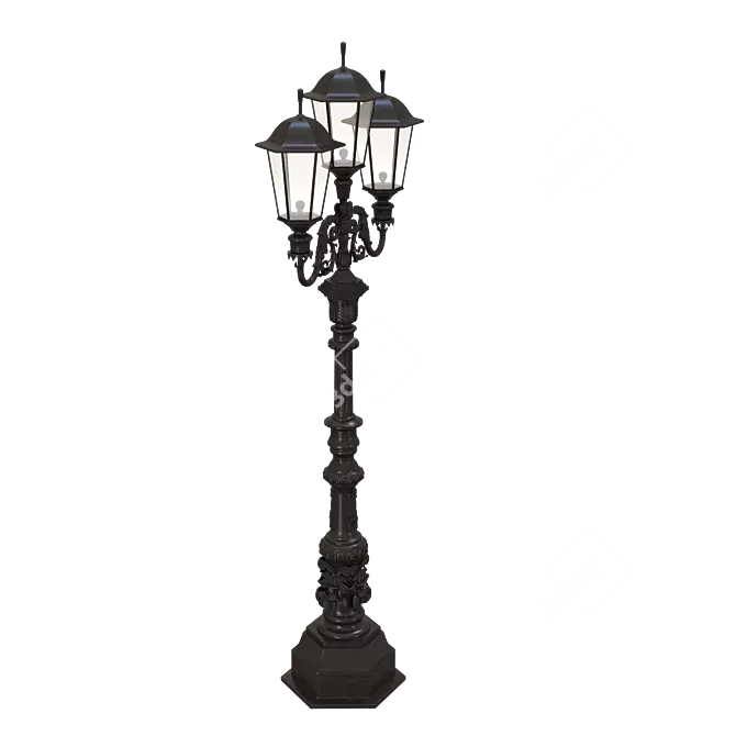 Three-Horn Park Lamp 3D model image 2