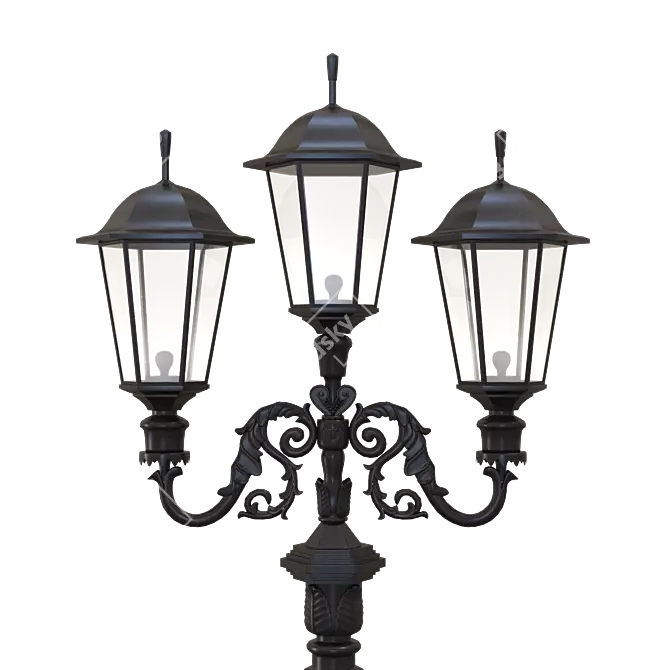 Three-Horn Park Lamp 3D model image 3