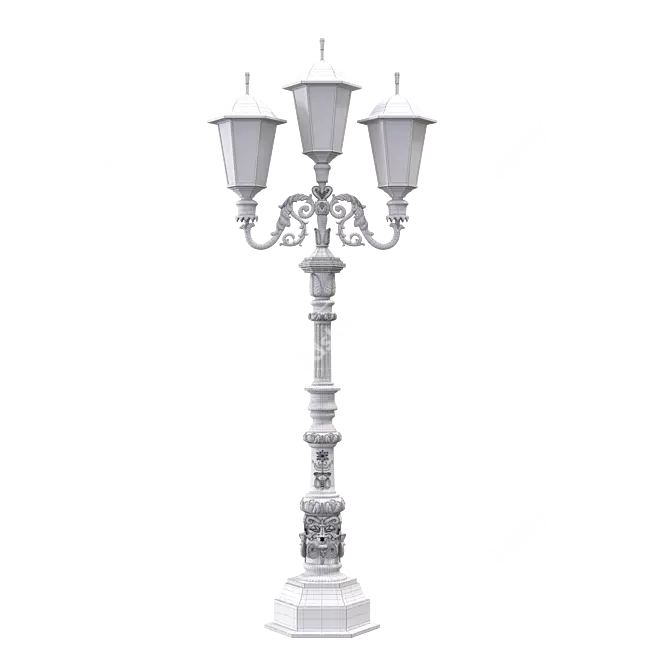 Three-Horn Park Lamp 3D model image 5