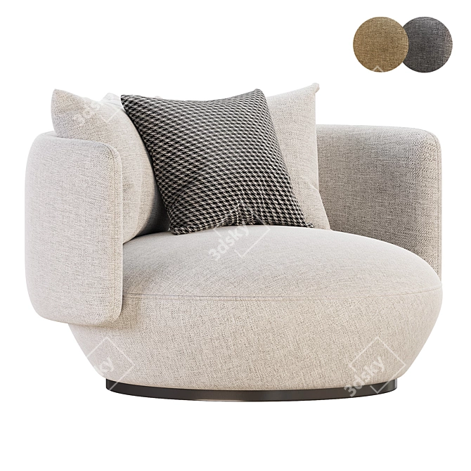 BAIXA Swivel Fabric Armchair 3D model image 1