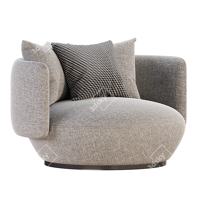 BAIXA Swivel Fabric Armchair 3D model image 2