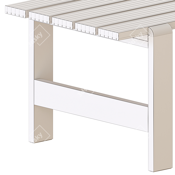 Modern Wood Table and Bench 3D model image 6
