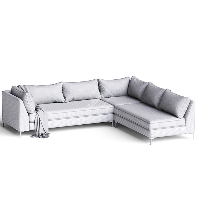 Modern White L-Shaped Sofa Set 3D model image 2