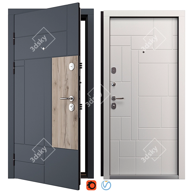 Title: Prime-M Metal Entry Door 3D model image 1