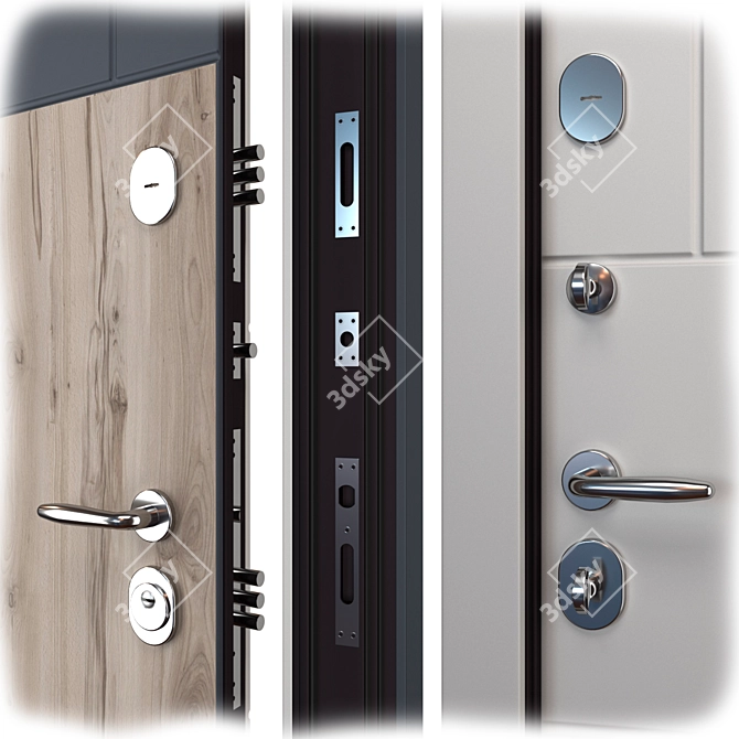 Title: Prime-M Metal Entry Door 3D model image 2