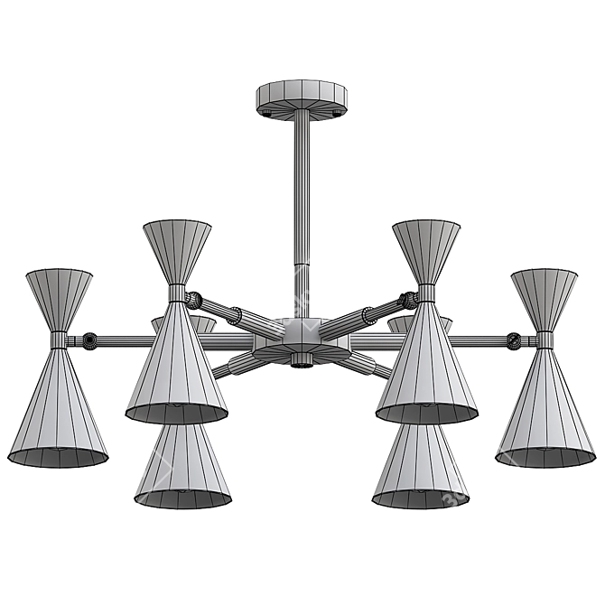 Nordic Horn Chandelier 6-Light 3D model image 3