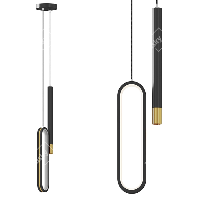 Contemporary Black Hanging Light 3D model image 1
