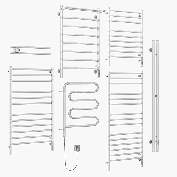 Luxury Towel Warmer Set Terminus 3D model image 6