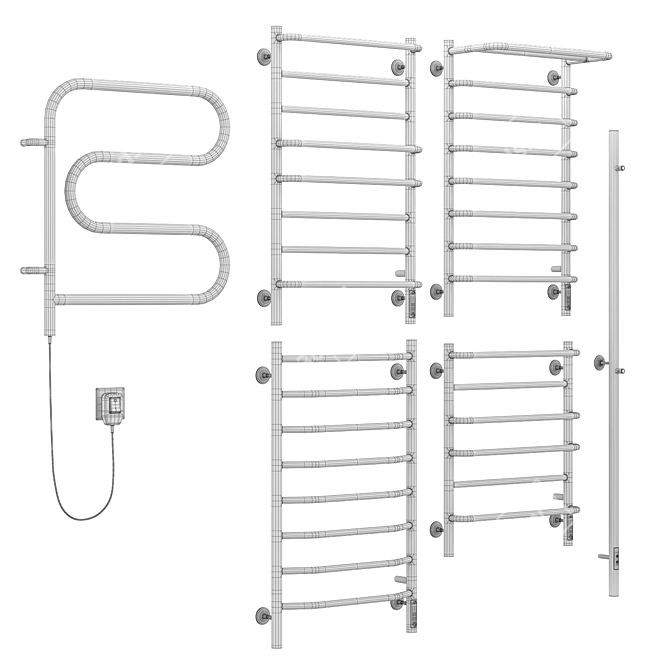 Terminus 4 Towel Warmer Set 3D model image 6