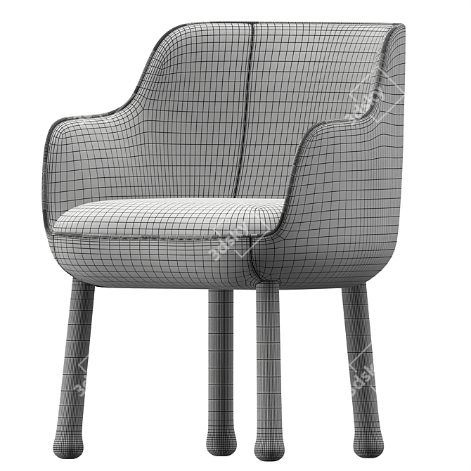 Modern Armchair Rozy with Armrests 3D model image 3