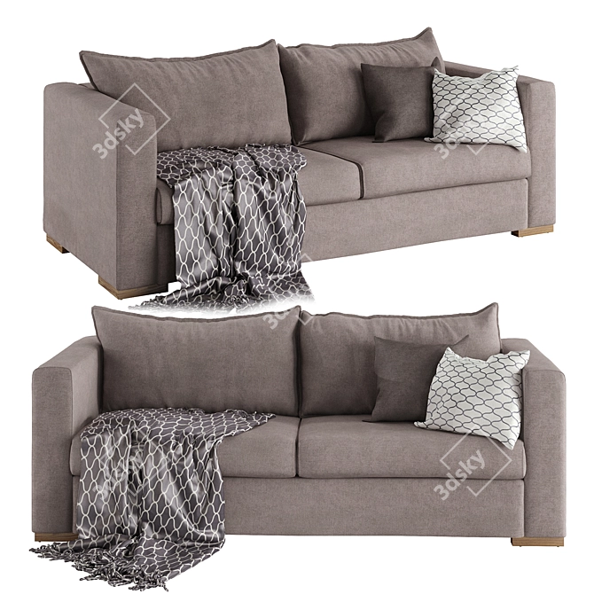 Classic Dark Grey Bouvier Sofa 3D model image 7