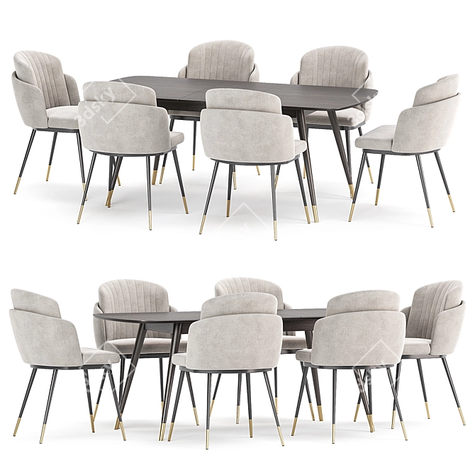 Modern Asteria Chair Dining Set 3D model image 1