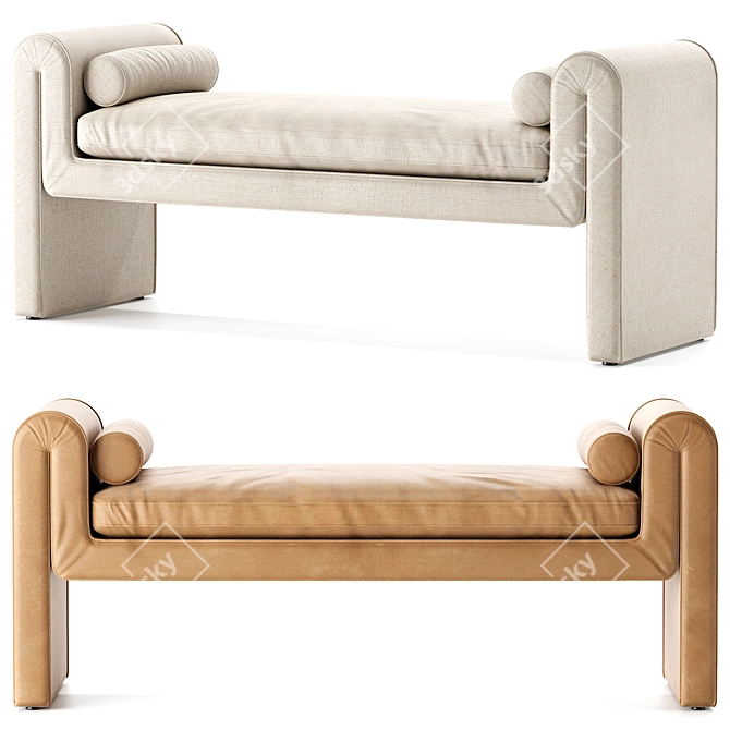 Modern Mitchell Accent Bench in 2 Tones 3D model image 5