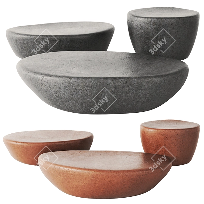 Minotti Stony Stone Table Set 3D model image 1
