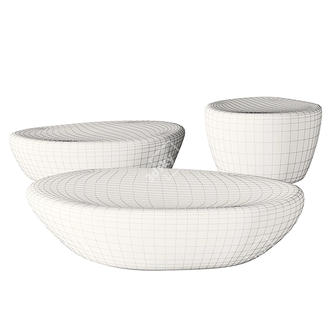 Minotti Stony Stone Table Set 3D model image 3