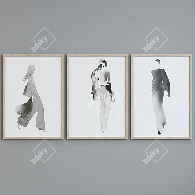 Modern Watercolor Portrait Frame Set 3D model image 4