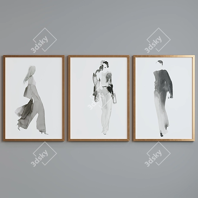 Modern Watercolor Portrait Frame Set 3D model image 5