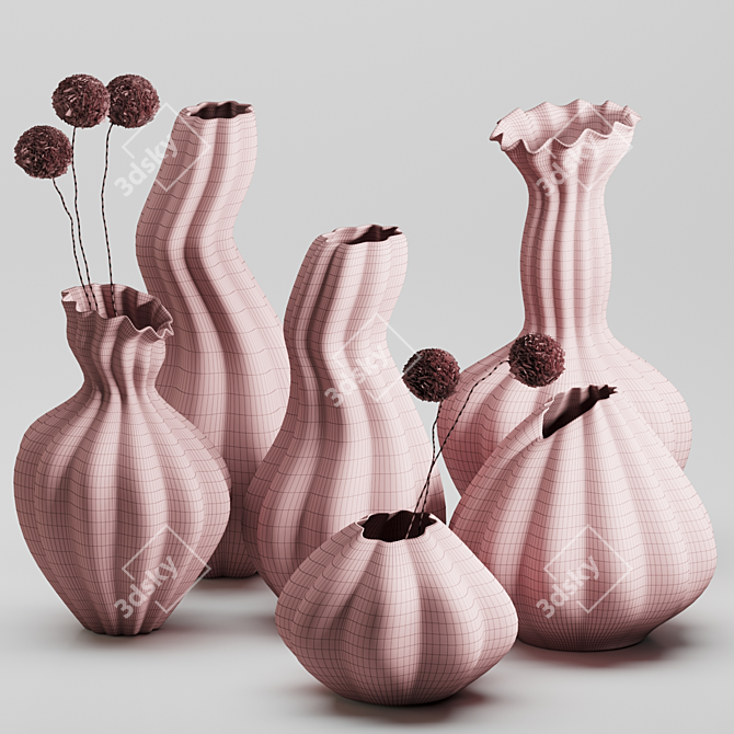 Modern Ceramic Vase Set 05 3D model image 6