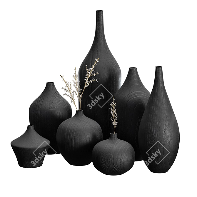 Charred Oak Bud Vases (Ash & Plumb) 3D model image 2