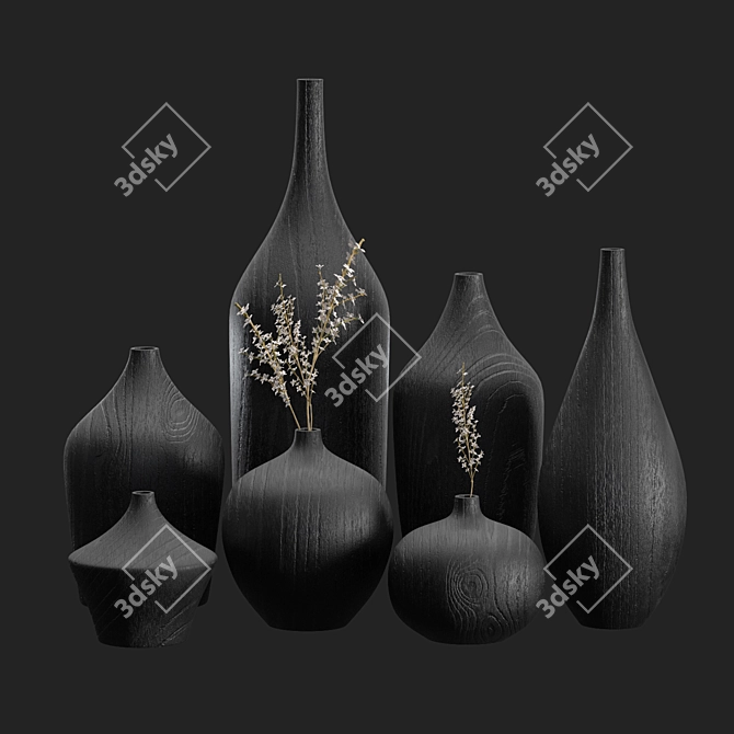 Charred Oak Bud Vases (Ash & Plumb) 3D model image 3