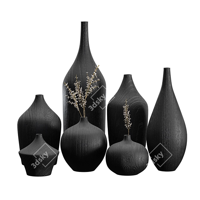 Charred Oak Bud Vases (Ash & Plumb) 3D model image 4