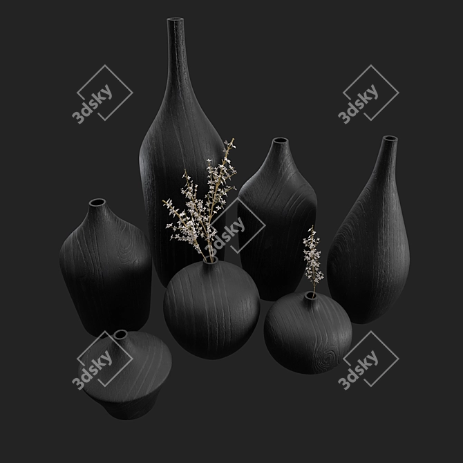 Charred Oak Bud Vases (Ash & Plumb) 3D model image 5